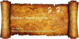 Haker Henrietta névjegykártya